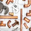 plumbing supplies on desk