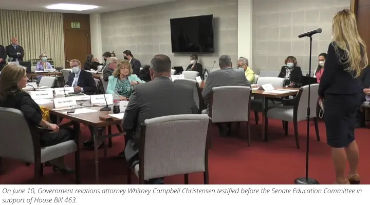 On June 10th, Whitney Campbell Christensen testified before the Senate Education Committee in support of House Bill 463.